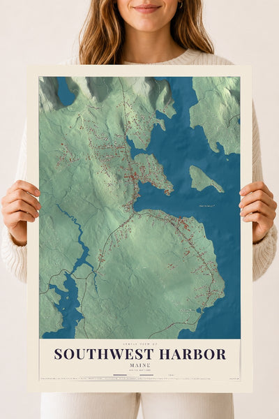 Southwest Harbor, Maine map print - 18 x 24 archival matte print