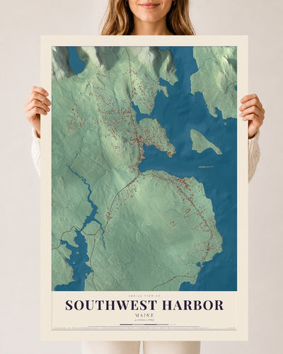 Southwest Harbor, Maine map print - 24 x 36 archival matte print