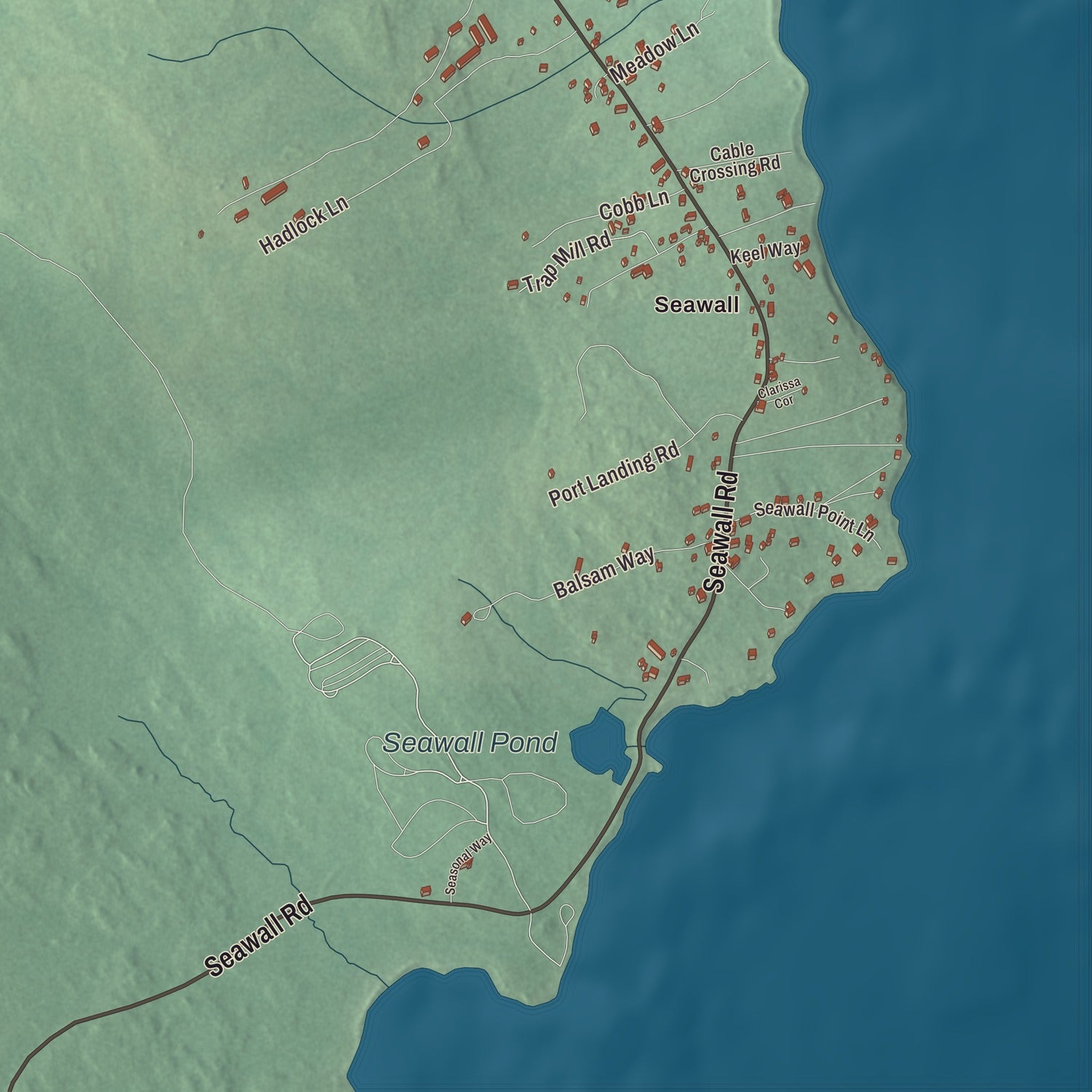Terrain and local geography detail from the Southwest Harbor, Maine map