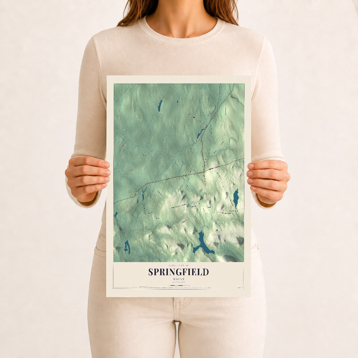 Springfield, Maine map print - 12 x 18 archival matte print