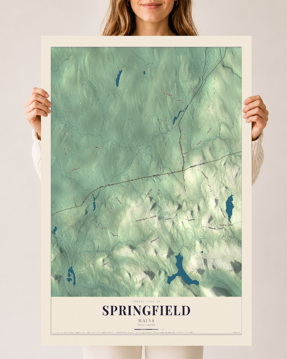 Springfield, Maine map print - 24 x 36 archival matte print