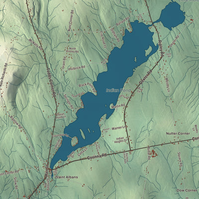 Terrain and local geography detail from the St. Albans, Maine map