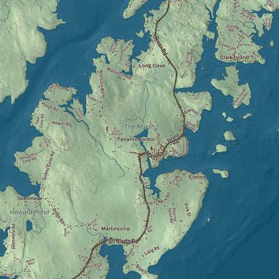 Terrain and local geography detail from the St. George, Maine map