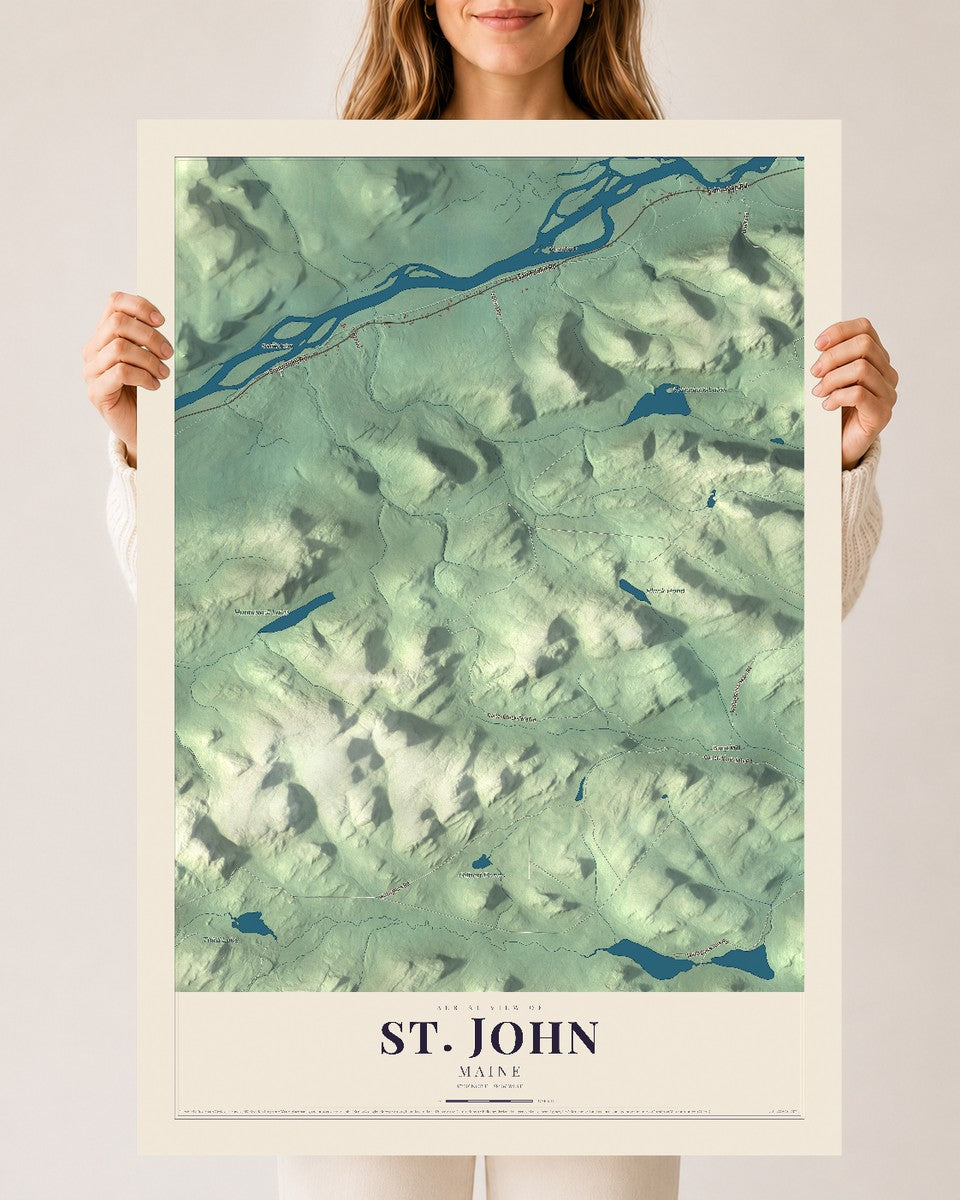 St. John, Maine map print - 24 x 36 archival matte print