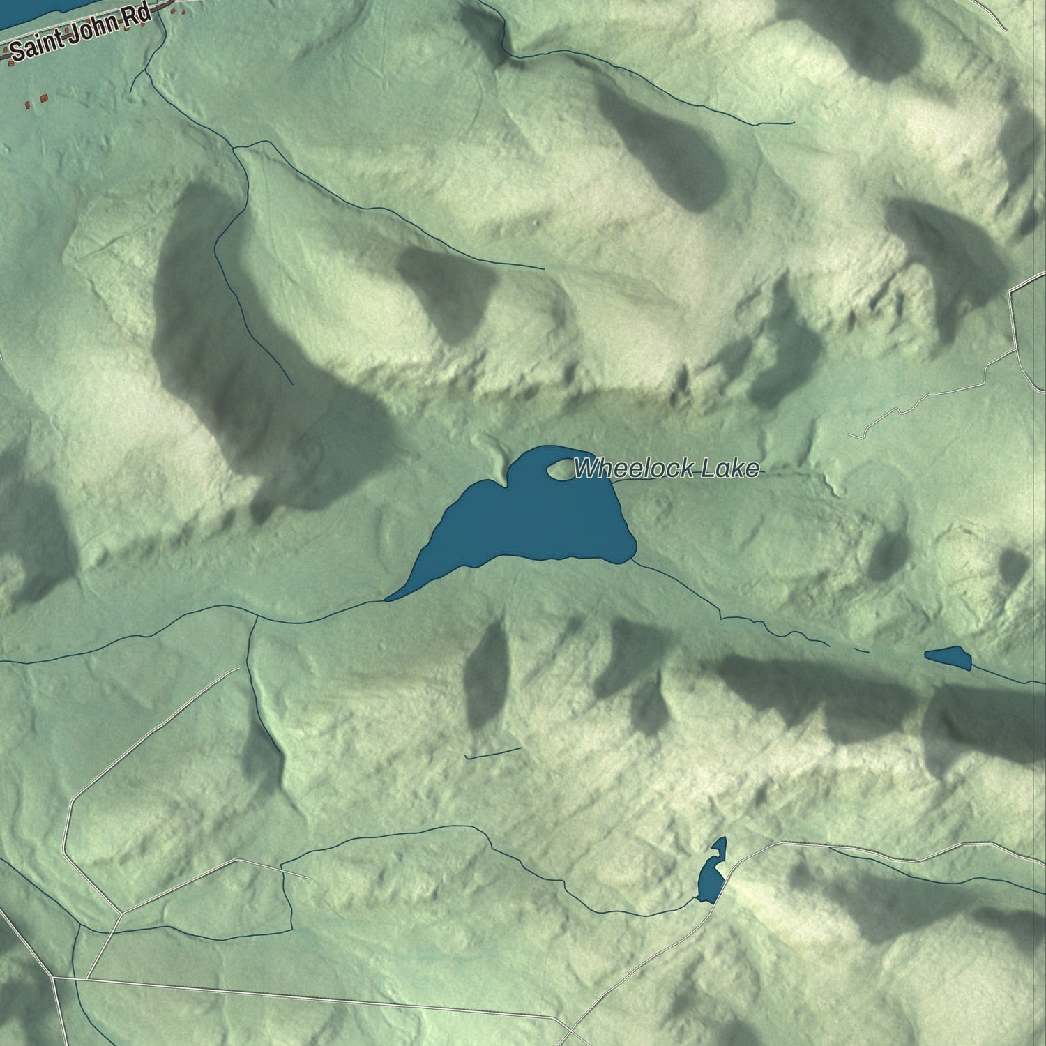 Terrain and local geography detail from the St. John, Maine map