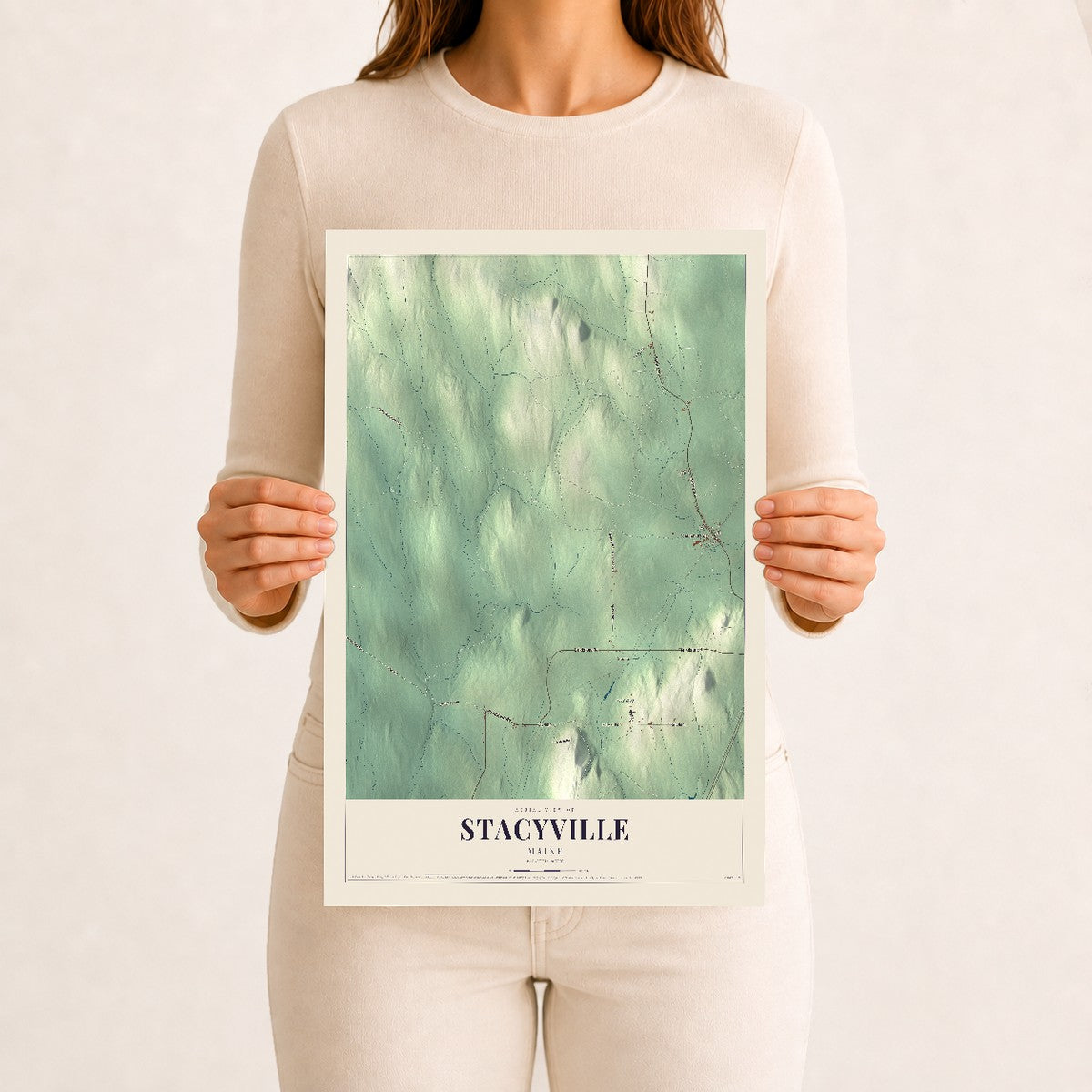 Stacyville, Maine map print - 12 x 18 archival matte print