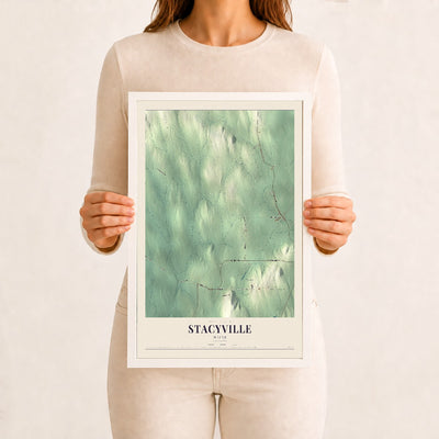 Stacyville, Maine map print - 12 x 18 white Ayous wood frame