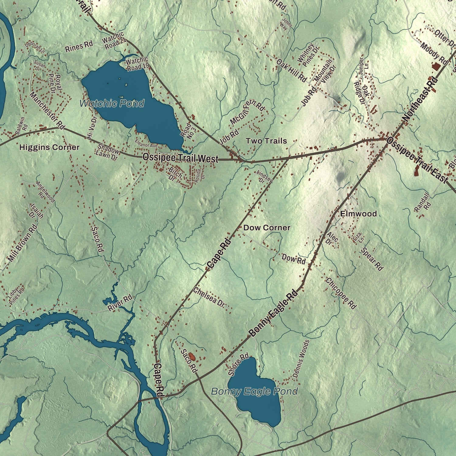 Street and neighborhood detail from the Standish, Maine map