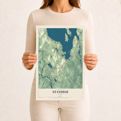 Standish, Maine map print - 12 x 18 archival matte print