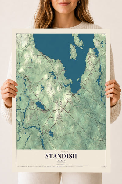Standish, Maine map print - 18 x 24 archival matte print