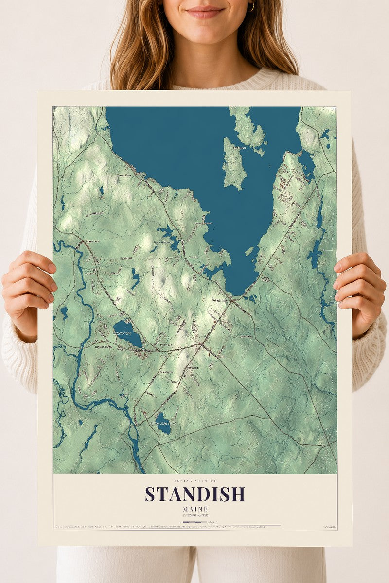 Standish, Maine map print - 18 x 24 archival matte print