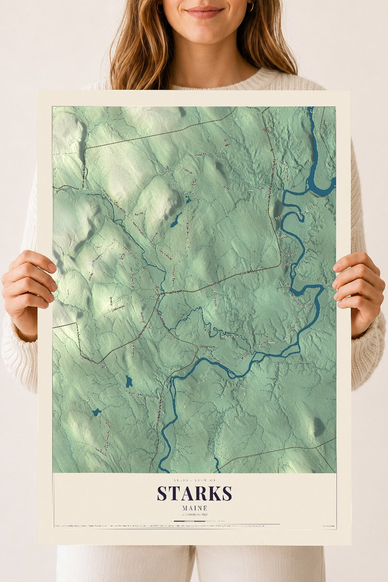 Starks, Maine map print - 18 x 24 archival matte print