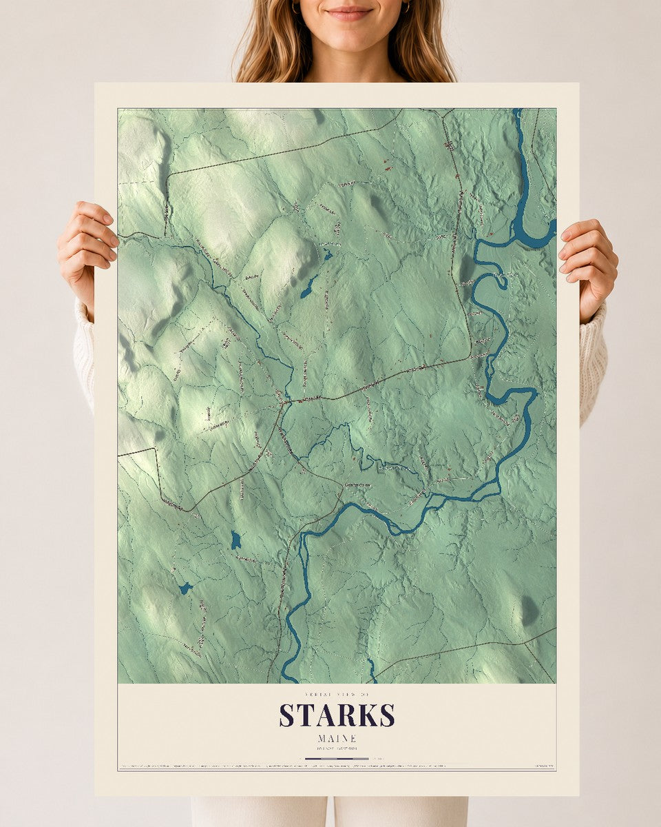 Starks, Maine map print - 24 x 36 archival matte print