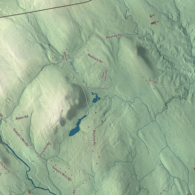Terrain and local geography detail from the Starks, Maine map