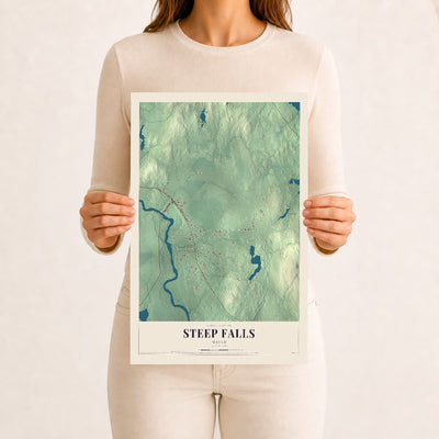 Steep Falls, Maine map print - 12 x 18 archival matte print