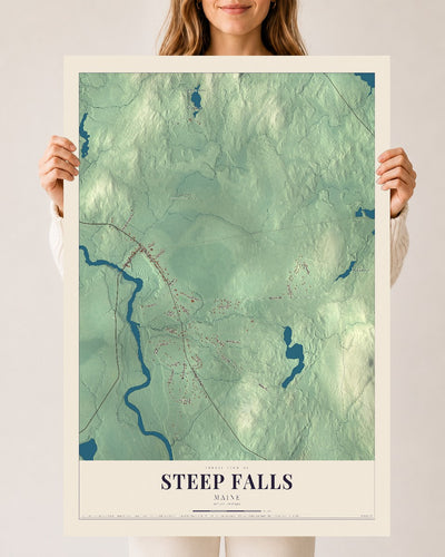 Steep Falls, Maine map print - 24 x 36 archival matte print