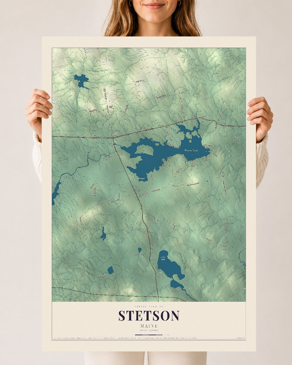 Stetson, Maine map print - 24 x 36 archival matte print