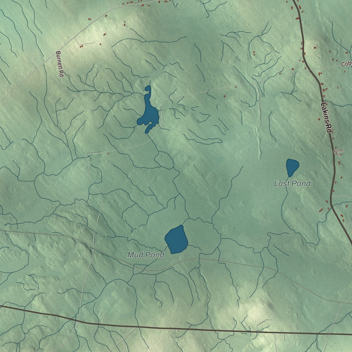 Terrain and local geography detail from the Stetson, Maine map