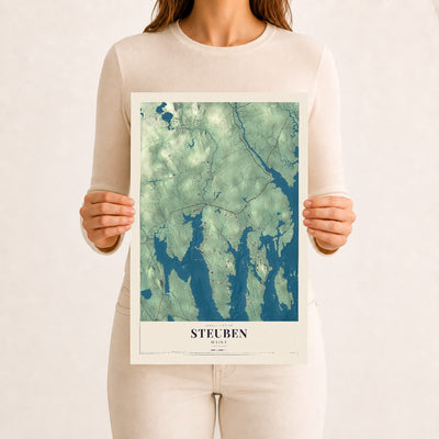 Steuben, Maine map print - 12 x 18 archival matte print