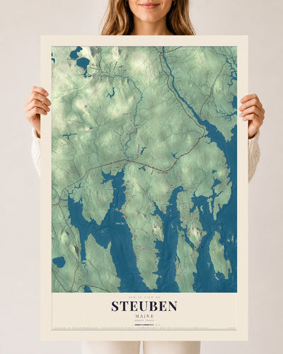Steuben, Maine map print - 24 x 36 archival matte print
