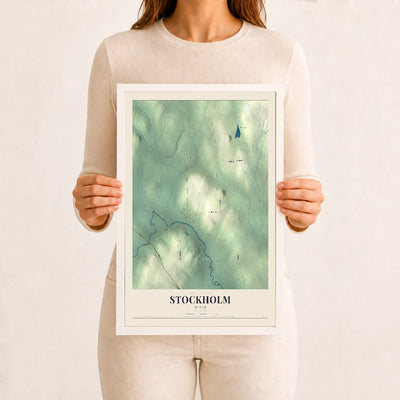 Stockholm, Maine map print - 12 x 18 white Ayous wood frame