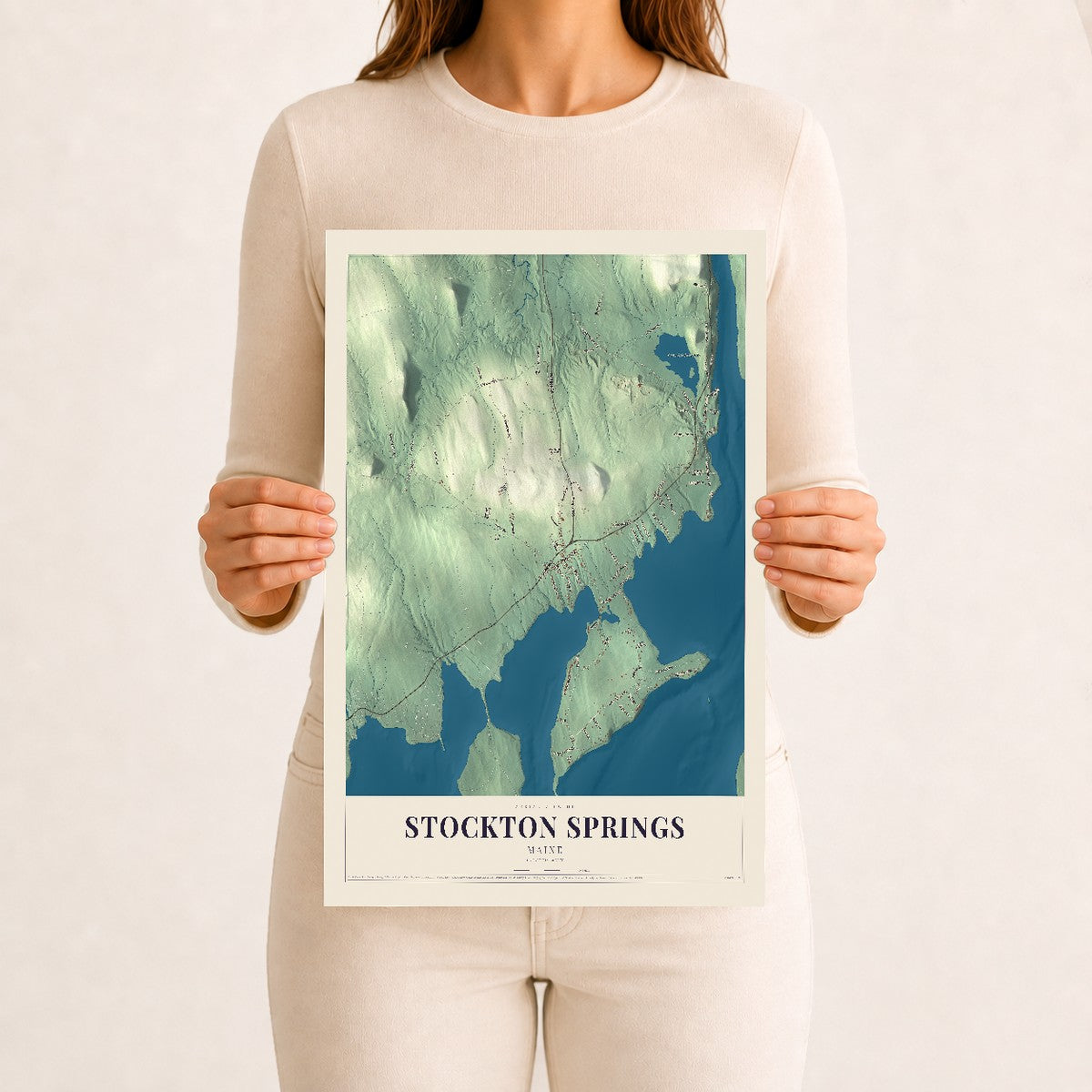 Stockton Springs, Maine map print - 12 x 18 archival matte print