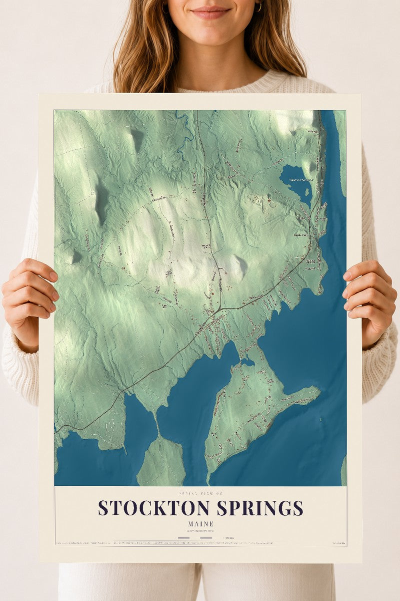 Stockton Springs, Maine map print - 18 x 24 archival matte print