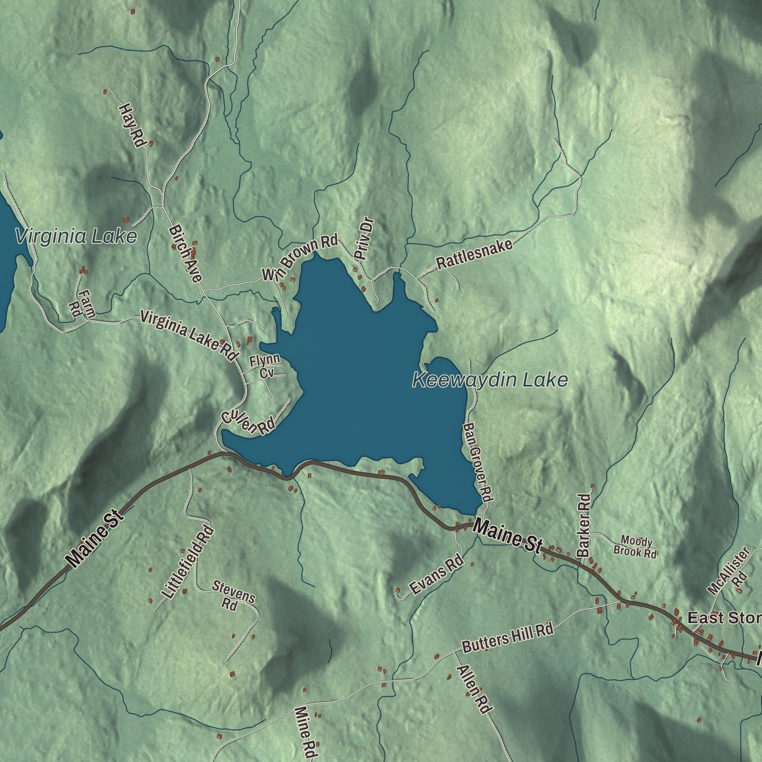 Terrain and local geography detail from the Stoneham, Maine map