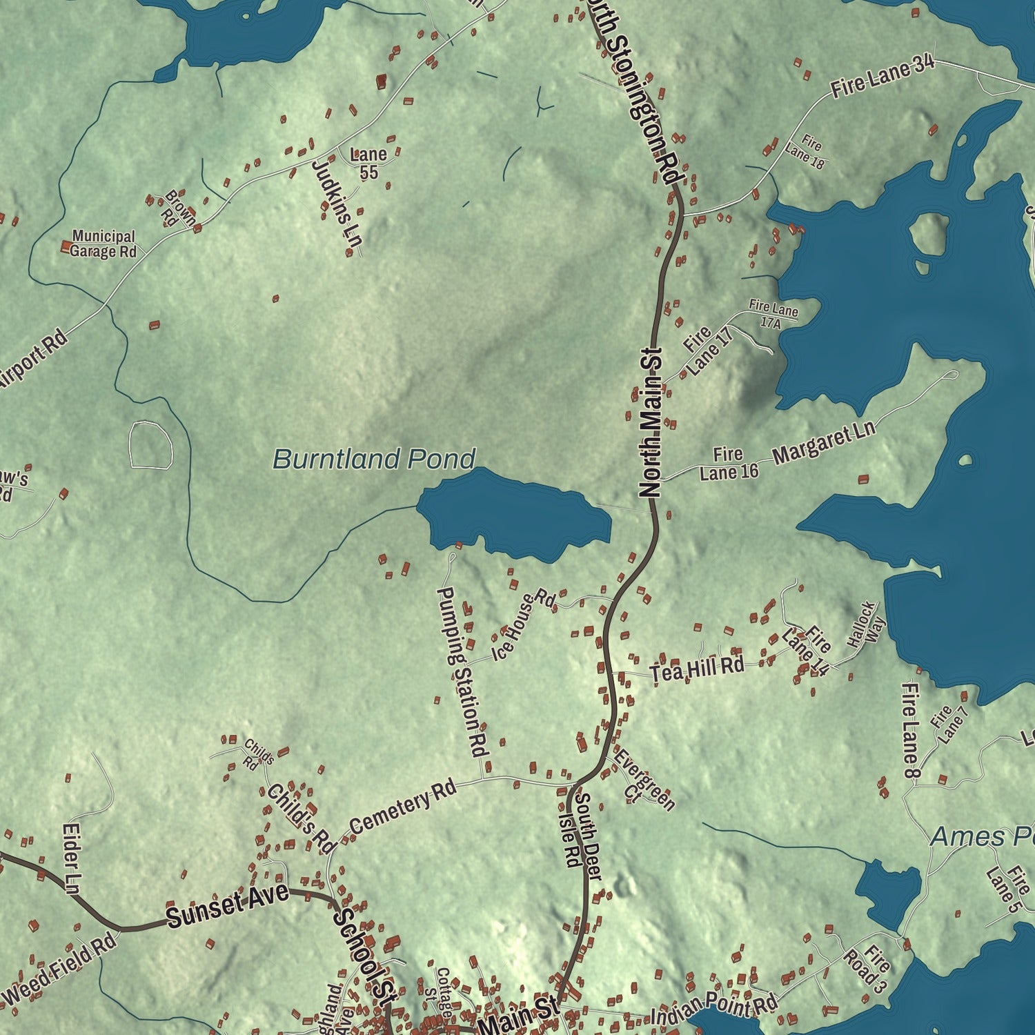 Terrain and local geography detail from the Stonington, Maine map