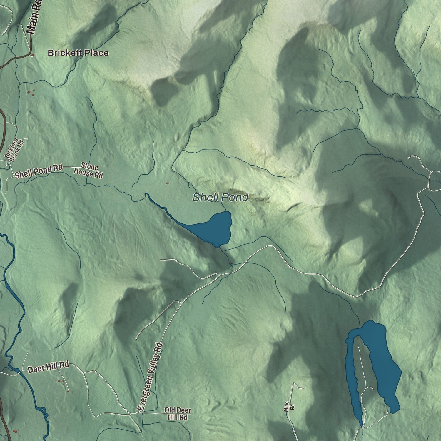 Terrain and local geography detail from the Stow, Maine map