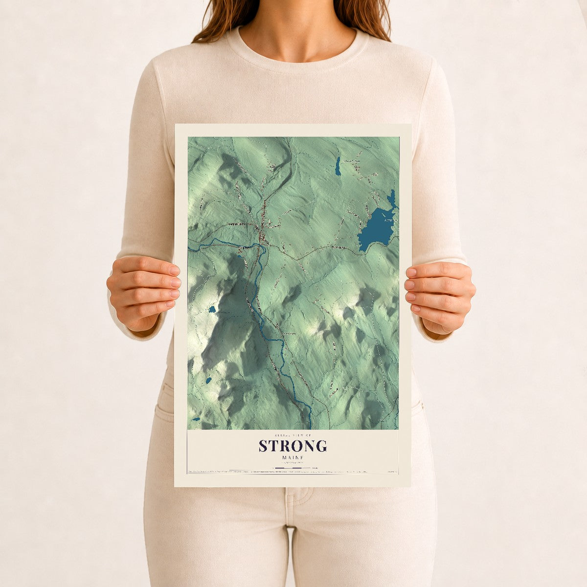 Strong, Maine map print - 12 x 18 archival matte print