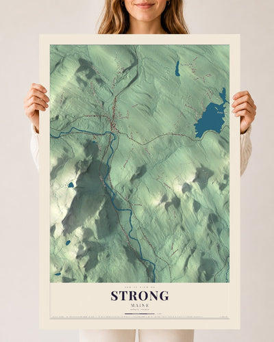 Strong, Maine map print - 24 x 36 archival matte print
