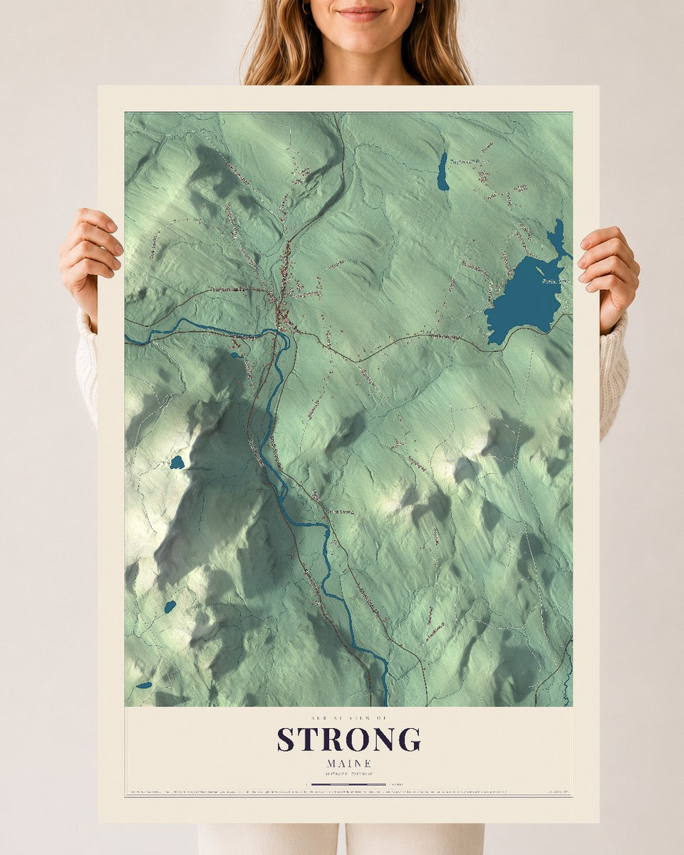Strong, Maine map print - 24 x 36 archival matte print