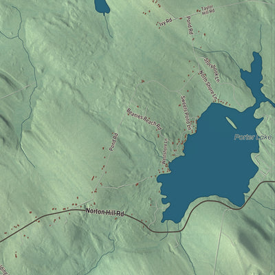 Terrain and local geography detail from the Strong, Maine map