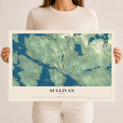 Sullivan, Maine map print - 12 x 18 archival matte print