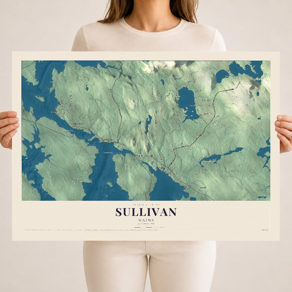 Sullivan, Maine map print - 18 x 24 archival matte print
