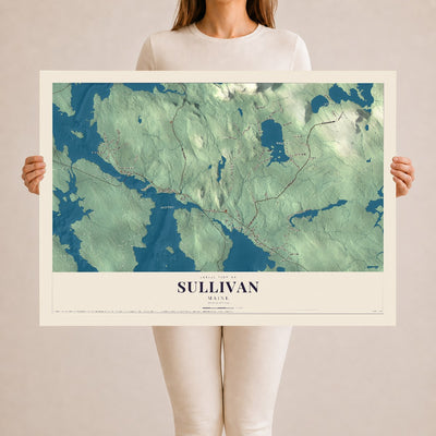 Sullivan, Maine map print - 24 x 36 archival matte print
