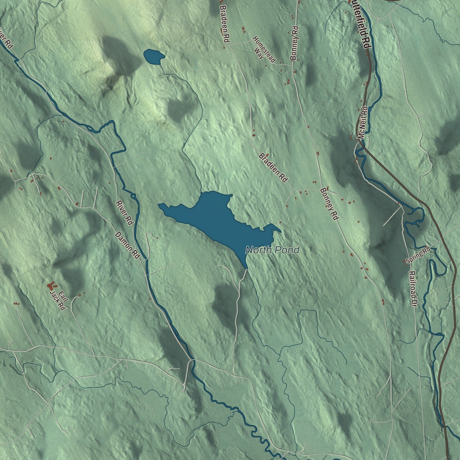 Terrain and local geography detail from the Sumner, Maine map
