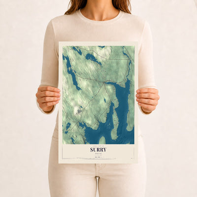 Surry, Maine map print - 12 x 18 archival matte print