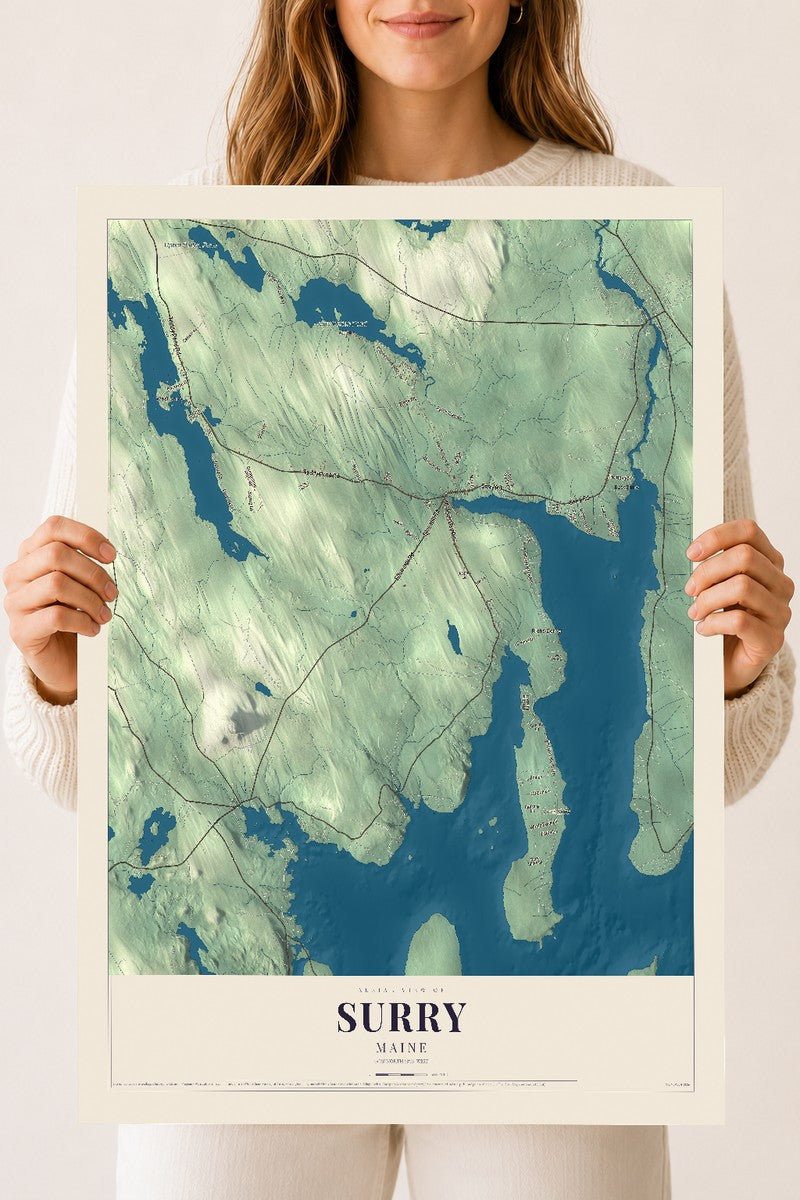 Surry, Maine map print - 18 x 24 archival matte print