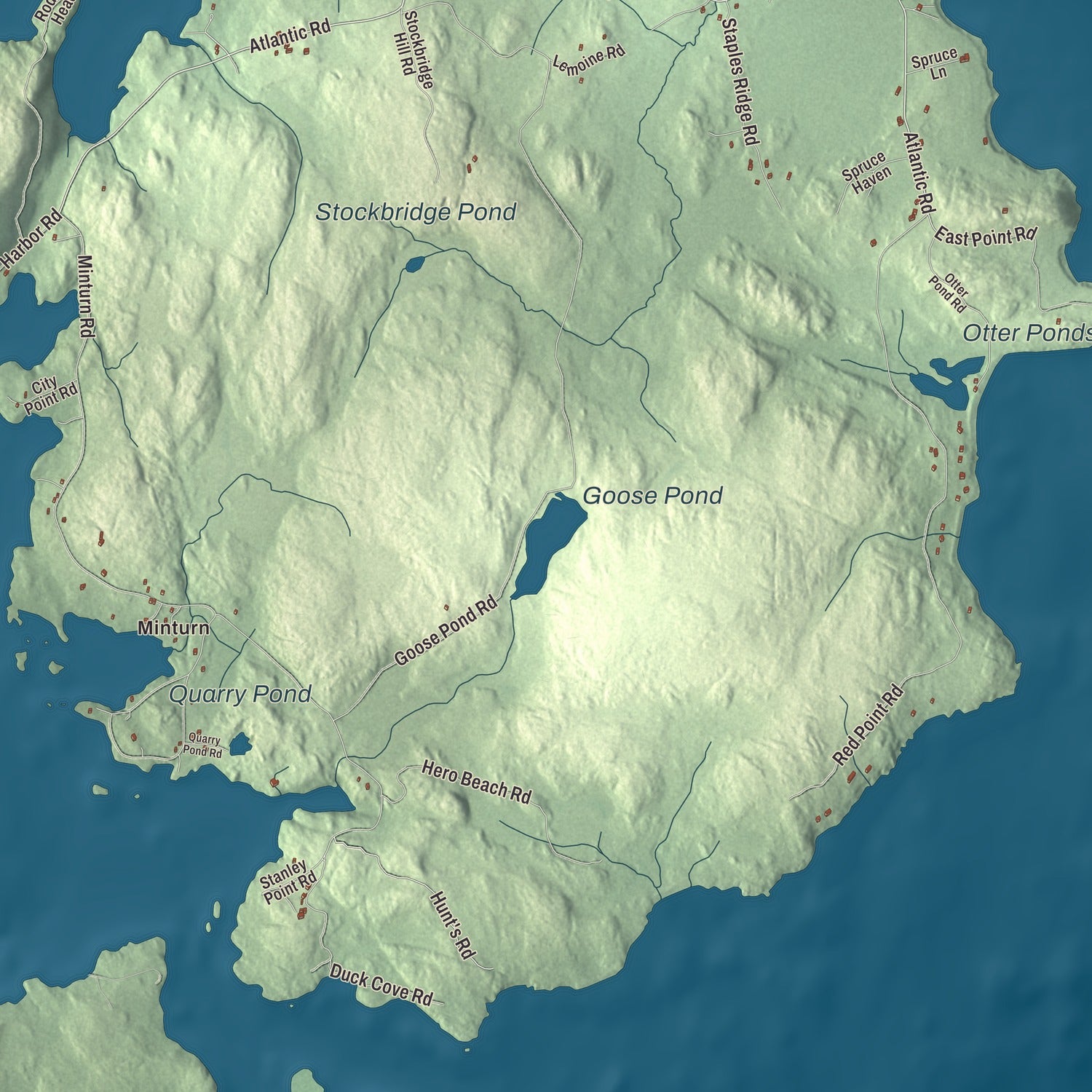 Terrain and local geography detail from the Swans Island, Maine map