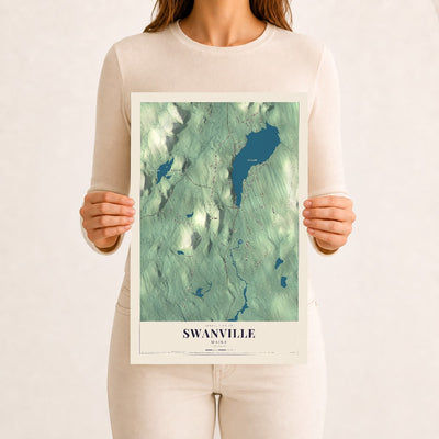 Swanville, Maine map print - 12 x 18 archival matte print