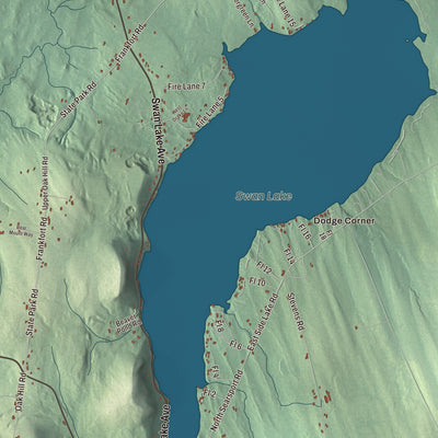 Terrain and local geography detail from the Swanville, Maine map