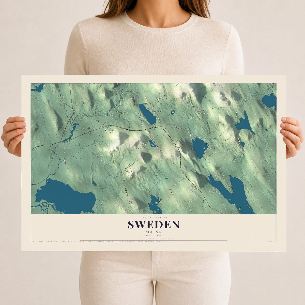 Sweden, Maine map print - 12 x 18 archival matte print