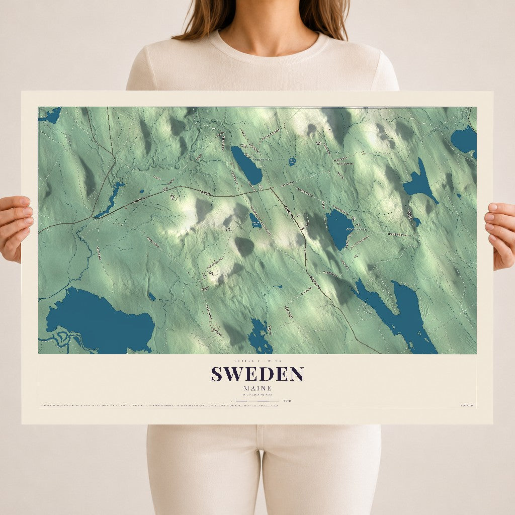 Sweden, Maine map print - 18 x 24 archival matte print