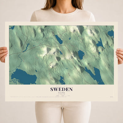 Sweden, Maine map print - 18 x 24 archival matte print