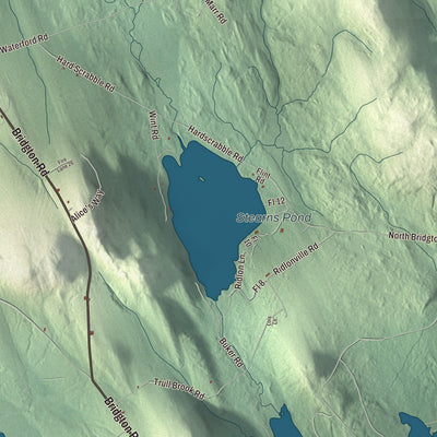 Terrain and local geography detail from the Sweden, Maine map