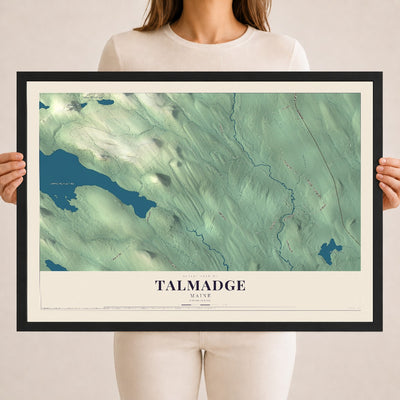 Talmadge, Maine map print - 18 x 24 black Ayous wood frame