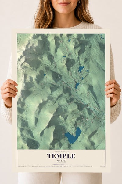 Temple, Maine map print - 18 x 24 archival matte print