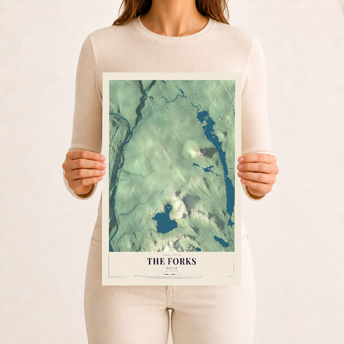 The Forks, Maine map print - 12 x 18 archival matte print